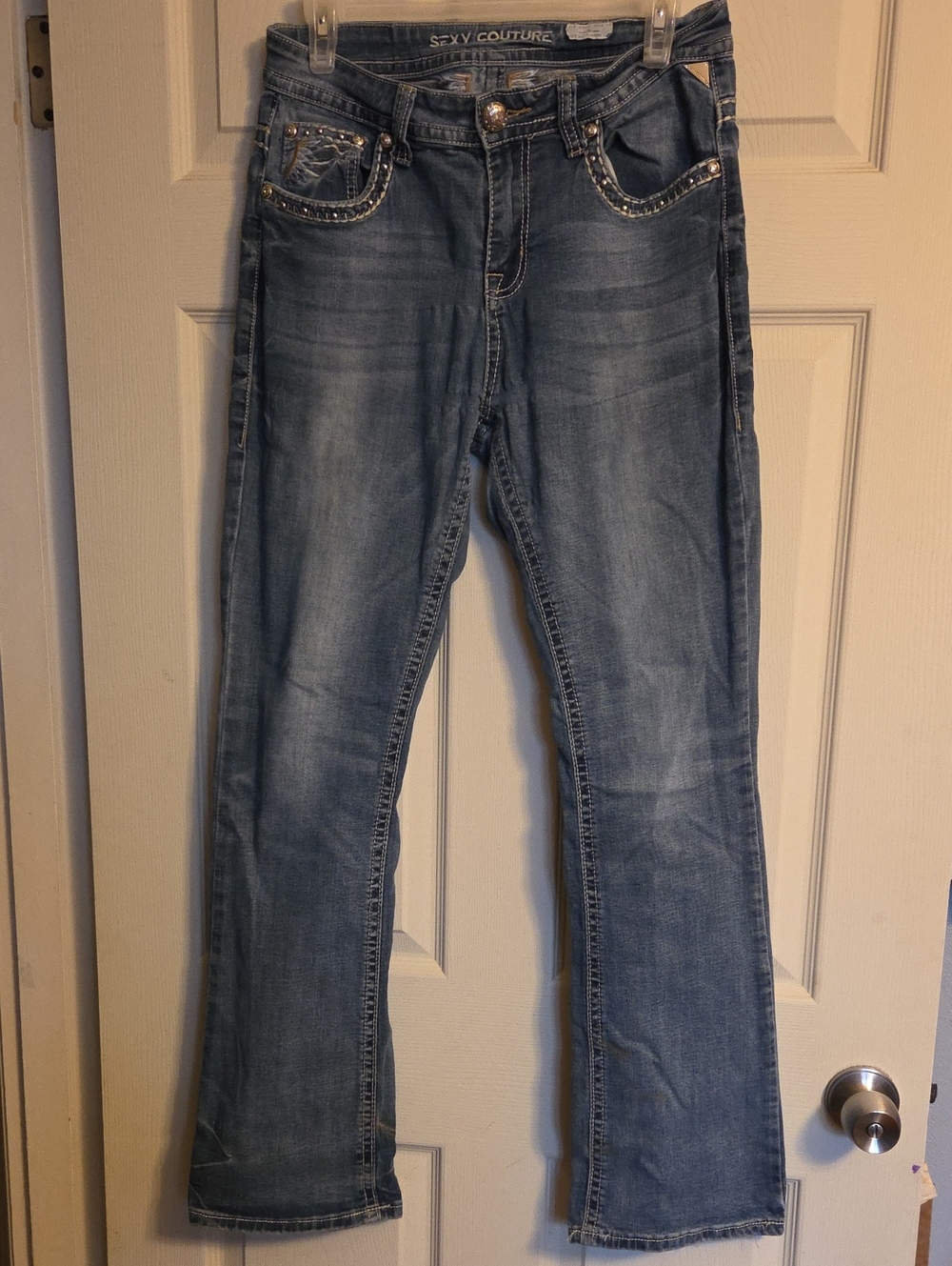 Sexy Couture Bootcut Embellished Pocket Jeans Size 13